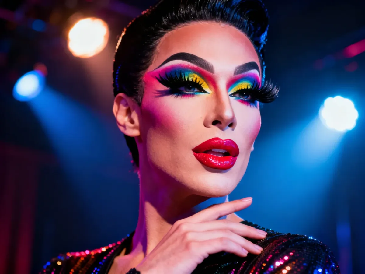 Wyrazisty sceniczny makijaż w stylu Drag Queen