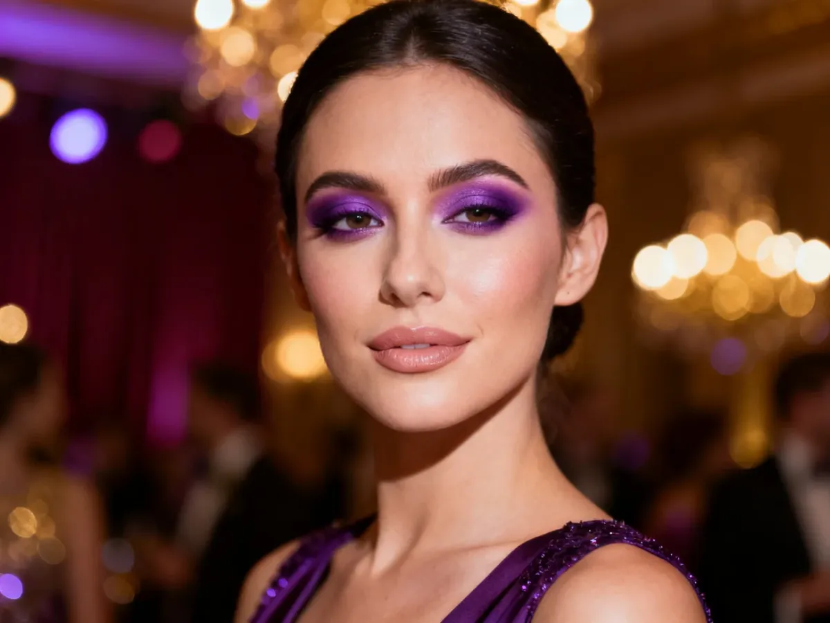 Kobieta w eleganckim makijażu andrzejkowym gotowa na imprezę