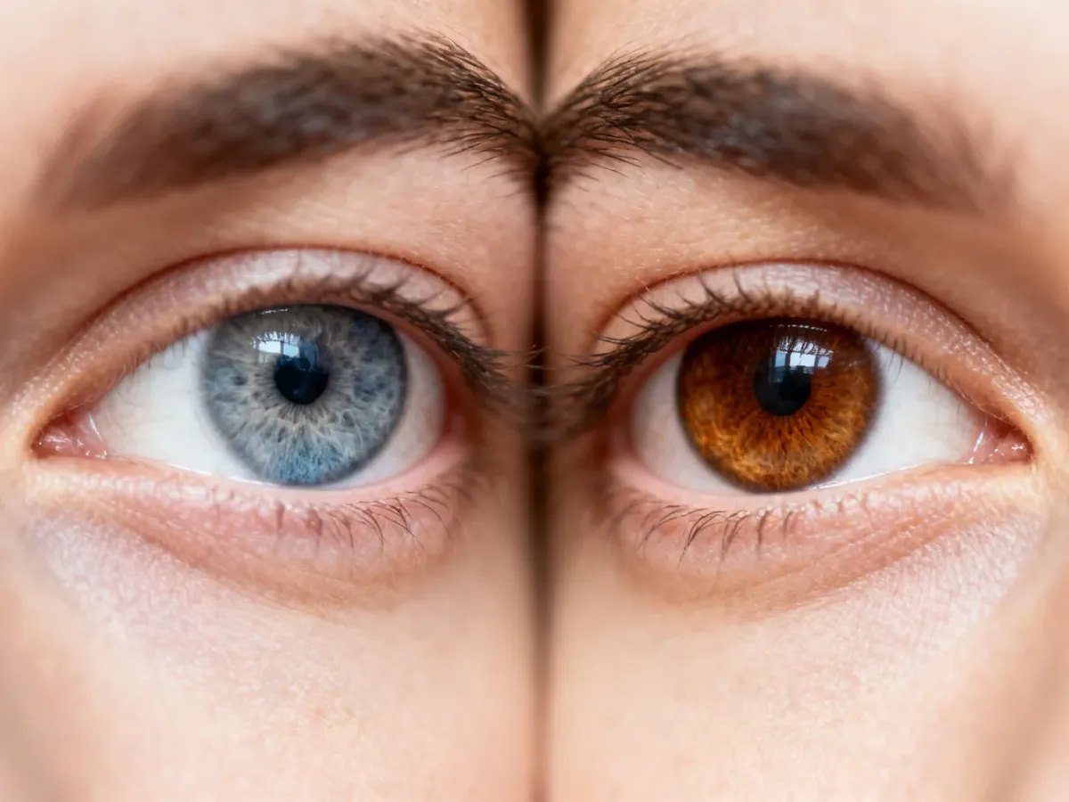 Dwa oczy o różnobarwnych tęczówkach przedstawiające heterochromię