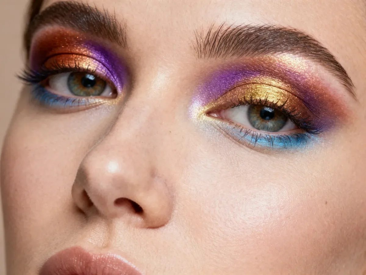 Colorful eye makeup designed to complement the wearer’s eye color